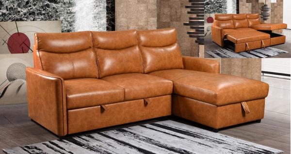 Extendable Modern Leather Sofa Anti Scratch Multiscene Wear Resistant
