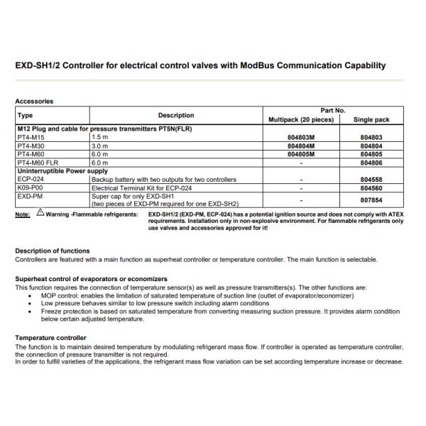 Emerson EXD-SH1 Контроллер Электрический клапан управления с способностью связи ModBus