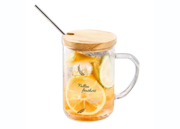 Canecas de café de vidro personalizadas com vidro resistente ao calor da tampa de madeira