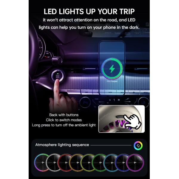 Efecto de iluminación del cielo estrellado Ventilador de enfriamiento silencioso Disposición de calor rápida QI2 Carga rápida Estante de carga inalámbrica de automóviles magnéticos