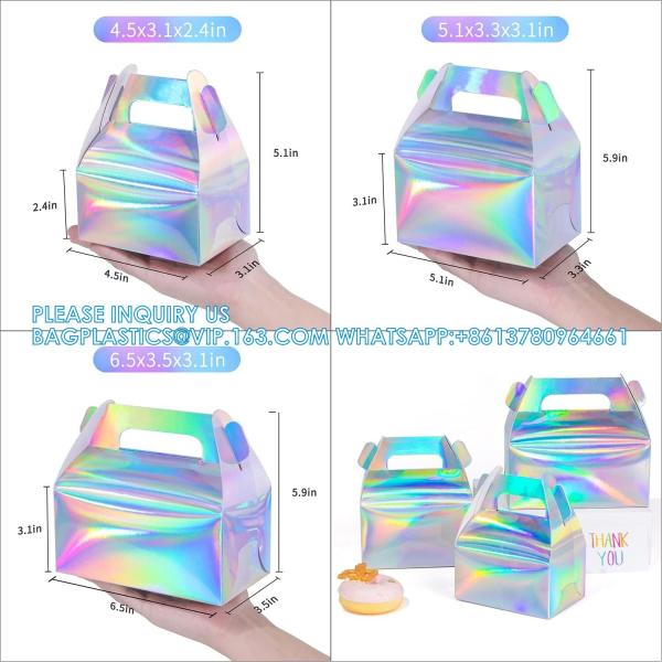 Holographic Gift Box Cake Candy Biscuit Packaging Portable Carton For Wedding And Birthday Parties