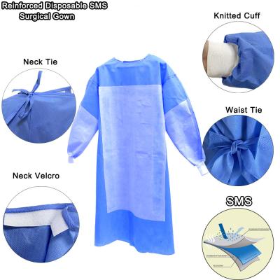 Renforcez la protection jetable non tissée d'éclaboussure de blouse chirurgicale du niveau 2 de robes de SMS