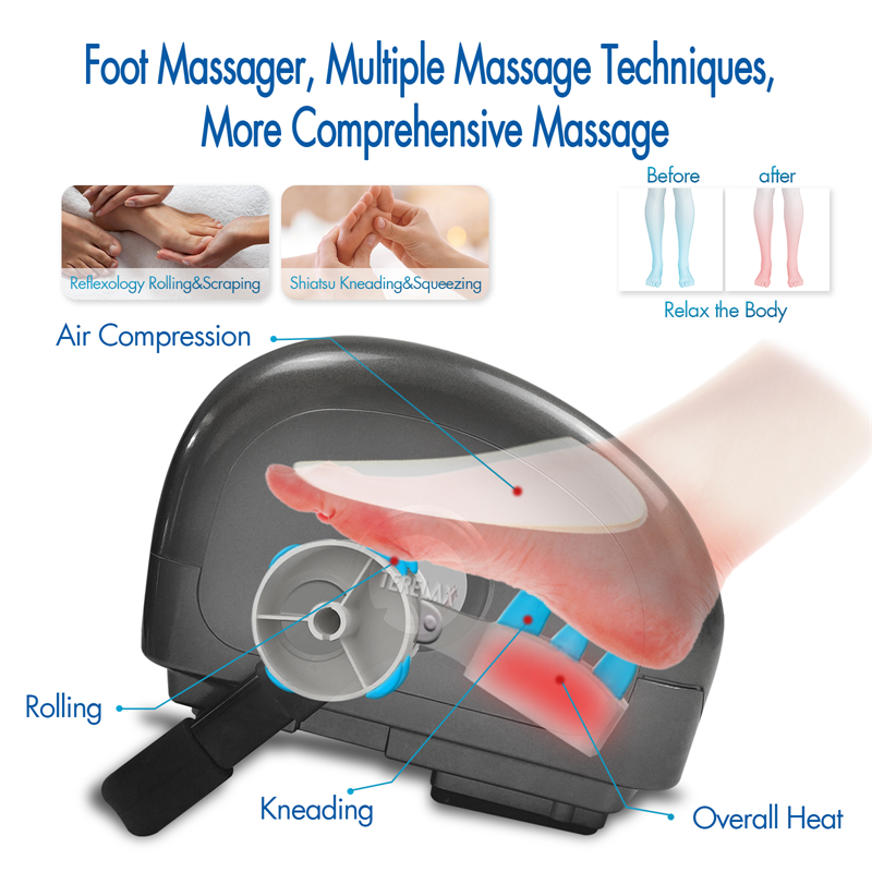 New Foot Massager Machine 360 Pivot Angle Remote Controller Rolling Kneading Electric Leg&Foot Massager with Heating