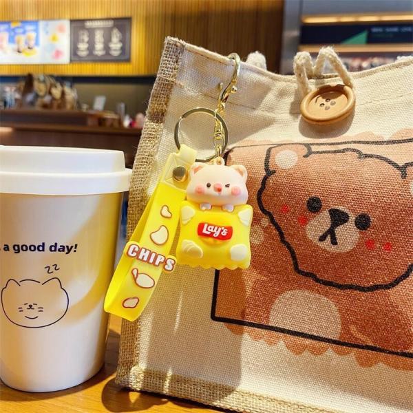 Chaves de Chave Personalizadas Panda Encantadores Para Meninas Crianças, Bolsa de Animais de Borracha Mochila Encantador Pendente