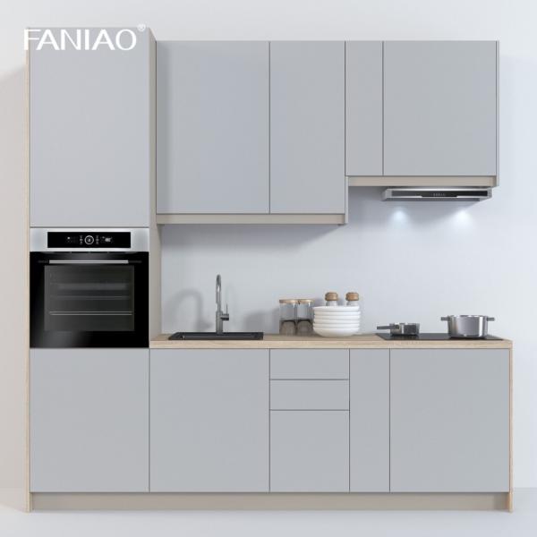 Modern Melamine Kitchen Cabinets Golden Supplier Handleless Small Kitchen Cabinet For Apartment