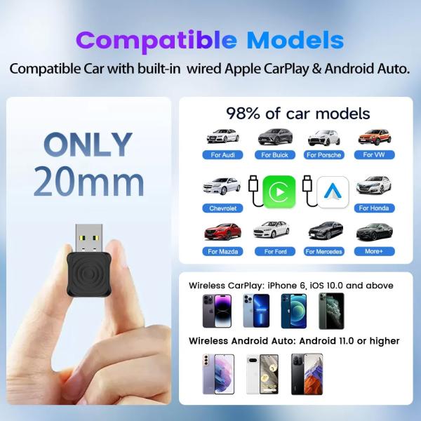 Bluetooth Version 5.4 Carlinkit Ultra Wireless Carplay Adapter for iPhone and Android