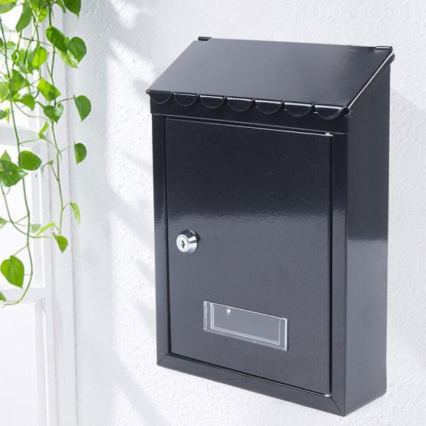 Secure Outdoor Black Townhouse Wall Mount Mailbox with Powder Coating and Lock Option