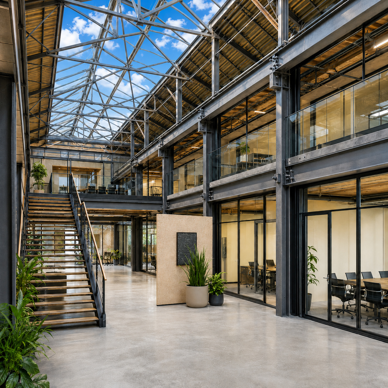 Prefabricated Commercial Steel Frame Industrial Building For Offices Shopping Centers