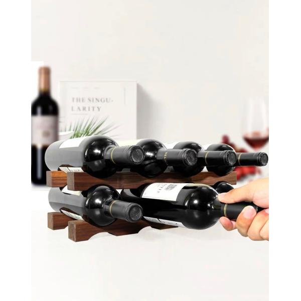 Tabletop Wine Bottle Rack Wooden Wine Display Shelf for Space-Saving Organization