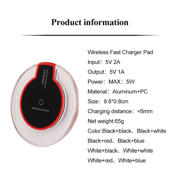 Hot Selling Crystal Wireless Fast Charger, Safe and High Quality Wireless Charger Pad