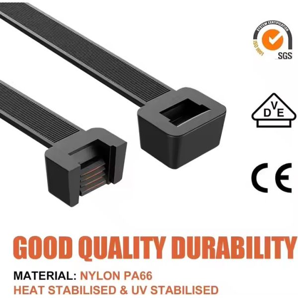 400mm Length Double Sided Zip Ties 130LB OEM/ODM Long Lifespan