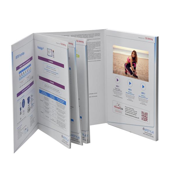 Custom video brochure for video marketing, 7 inch LCD video player card video book