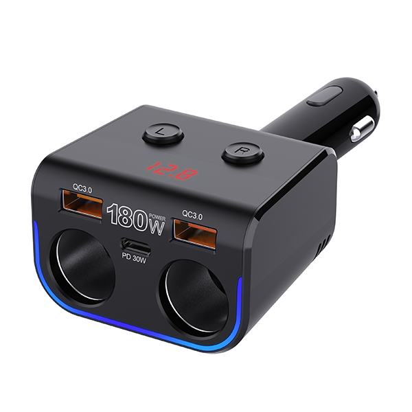 YANTU L04 180w QC PD Quick Charging Car Charger with Dual USB and Cigarette Lighter