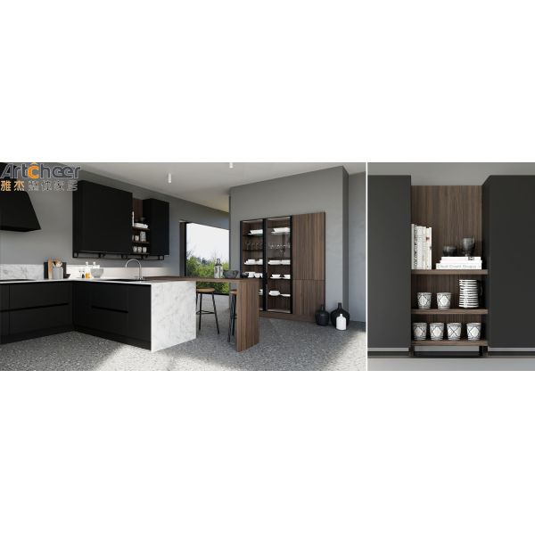 Eco-Friendly Modern Design U Shape Kitchen Cabinet with 5 Year Warranty and Modular Kitchen Island