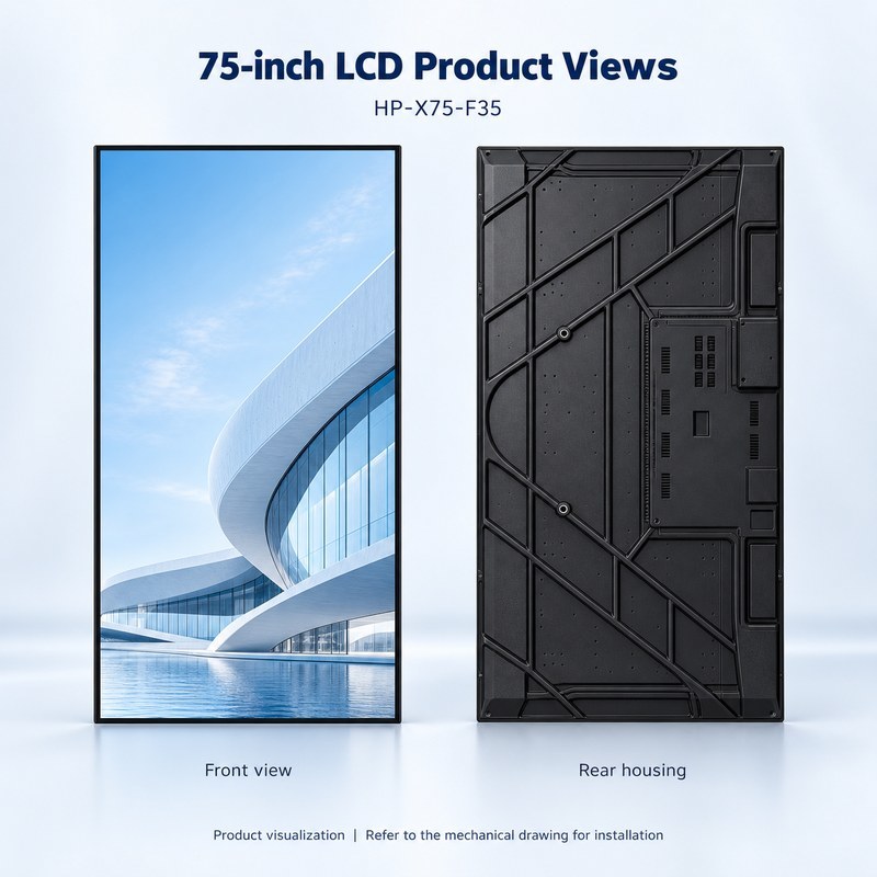 75 Inch 4K 350 Nit LCD Video Display Indoor Advertising Wall Mounted LCD Display Screen