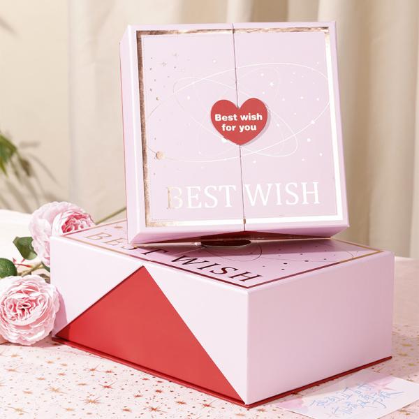 Luxury Double Opening Cosmetic Gift Box with Gold Foil Design