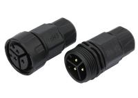 3 conectores fêmeas masculinos de Pin Waterproof Power Cable Connectors para a iluminação exterior do diodo emissor de luz