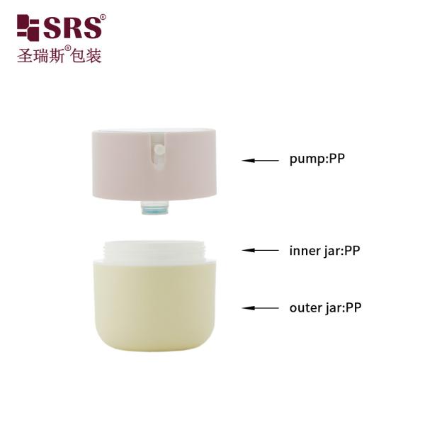 PA001 50 ml Injection mignonne Bouteille nue personnalisée avec bouchon rose Bouteille de pompe sans air de luxe pour la personnalisation de la lotion pour le visage