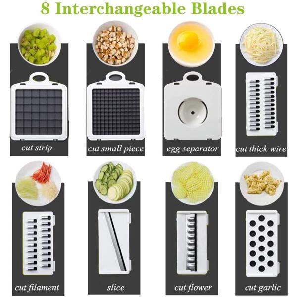 Custom Logo Stainless Steel 8 Blades Potato Onion Food Chopper Mandoline Vegetable Slicer