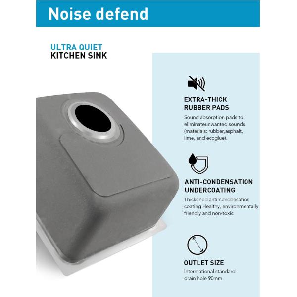 Undermount Stainless Steel 304 Kitchen Sink Single Bowl With Drainer And Sewer Pipe