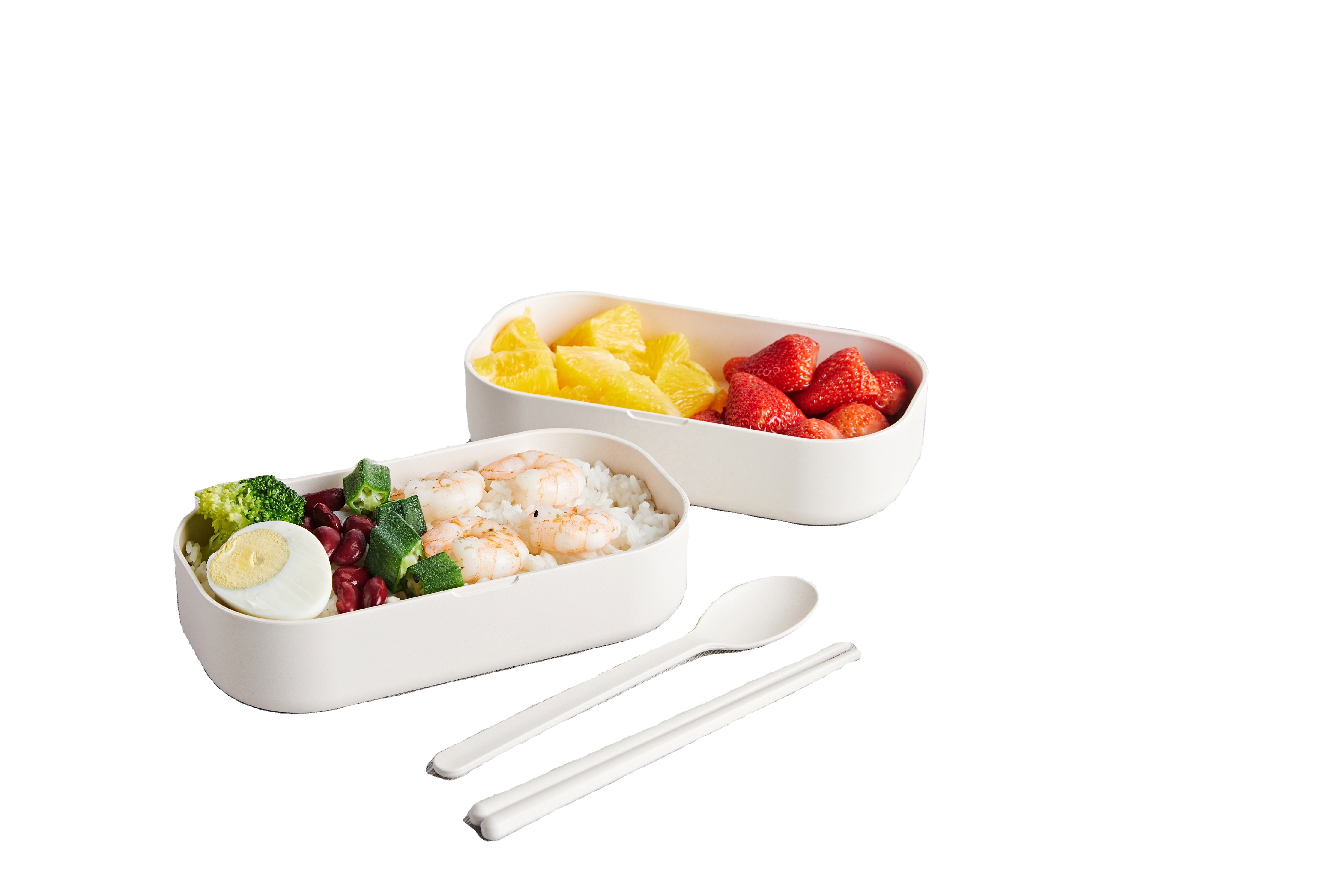 Non-Thermos Bamboo Fiber Bento Box BPA Free No Melamine Sustainable for Picnic Lunch