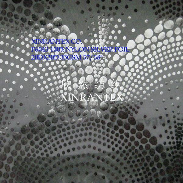 F6043 sun-protective cloth fabric 100%nylon taffeta silver foil finishing in summer season