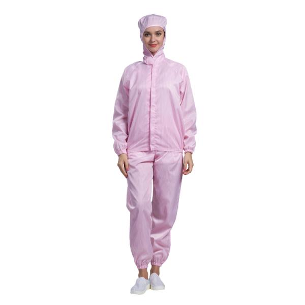 Industrial Washable Cleanroom Suit with Hood CE Certified ESD Protective Clothing for Pharma Manufacturing Safety