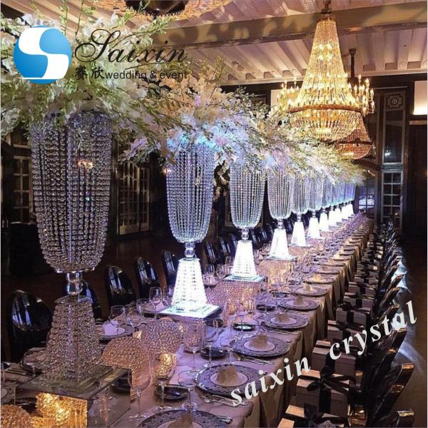 China manufacturer wholesale luxury Wedding centerpieces large crystal flower stands
