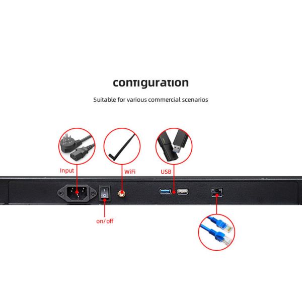 Ultra Thin High Brightness LCD Displays Indoor Digital Signage 1500nits