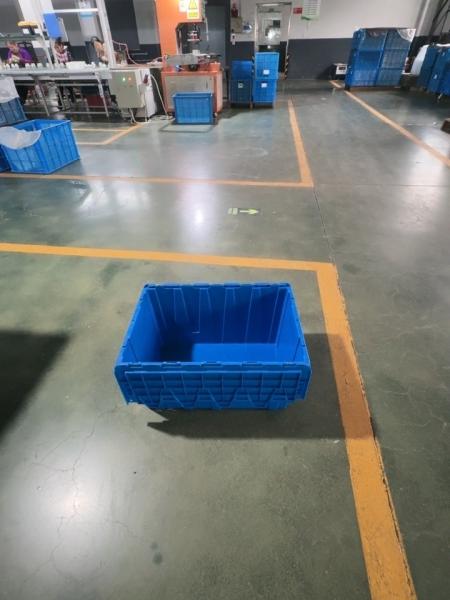 Trailer, Storage Container, Nesting and Stackable Plastic Storage Box with Lid Attached, Clear Tote for Garages, Closets, and Moving