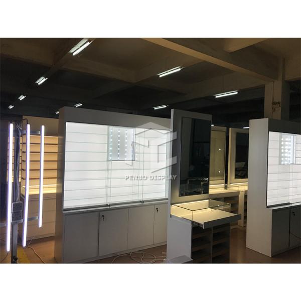 MDF Eyeglasses Optical Shop Display Cabinets ODM Marble Top Powder Coated