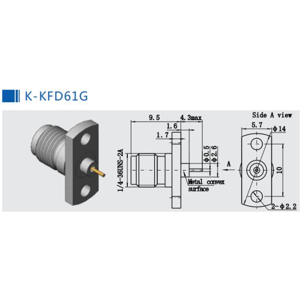 K2.92 мм Женский RF соединитель Коаксиальный из нержавеющей стали для 1# полутвердого/гибкого кабеля