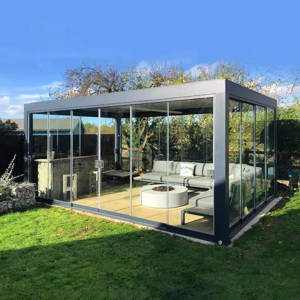 Luxury Modern Aluminium Pergola Louvered Roof Add Style Retractable Canopy