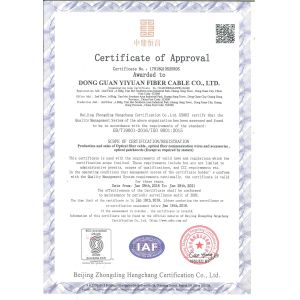 DONG GUANG YIYUAN FIBER CABLE.,LTD Certifications
