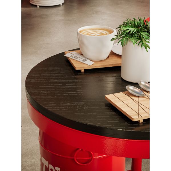 Commercial Oil Drum Chair White / Red Wrought Iron Table And Chair