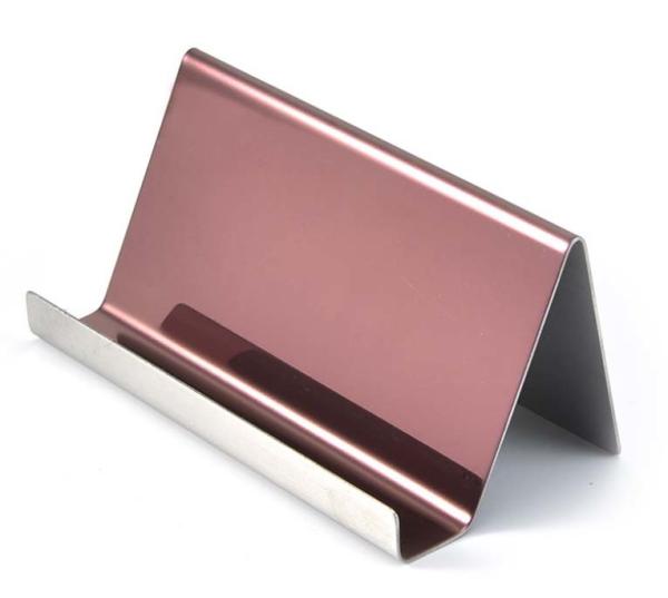 Low Quantity Custom Stainless Steel Name Card Stand Mobile Tray For Hotel and office stand desk tray   S/S.18/8