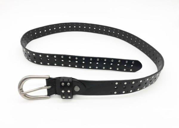 Nickel Flat Studs Ladies Studded Belt , Thin Studded Belt Dark Brown Color