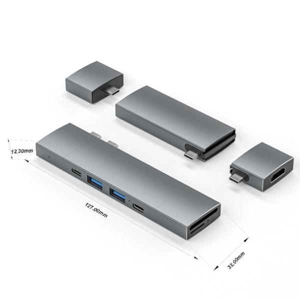 OEM ODM 7 In 2 USB C HUB Oxidation Grey USB Expansion Port ROHS