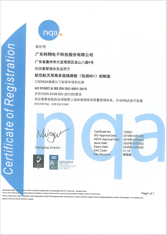 HONGKONG KINGTECH PCB SOLUTION LIMITED Certificaciones