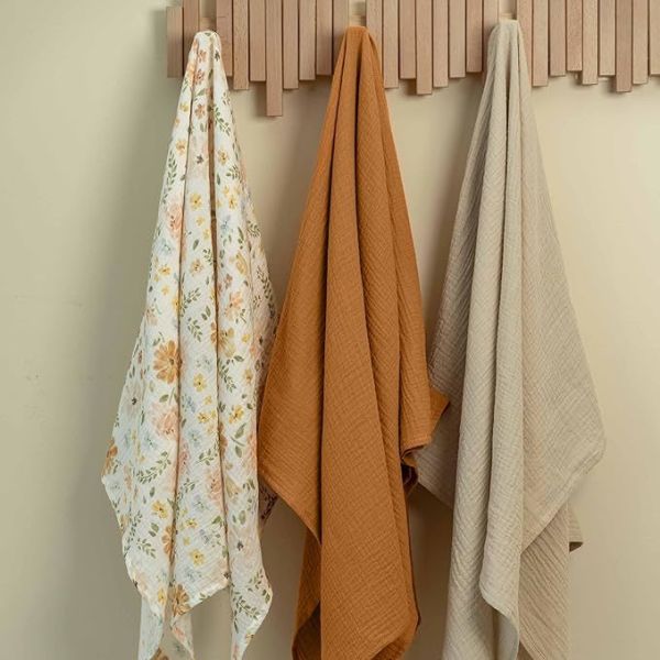 3-Pack Receiving Blanket for Newborn，Muslin Baby Swaddle Blanket with Pastoral Whispers