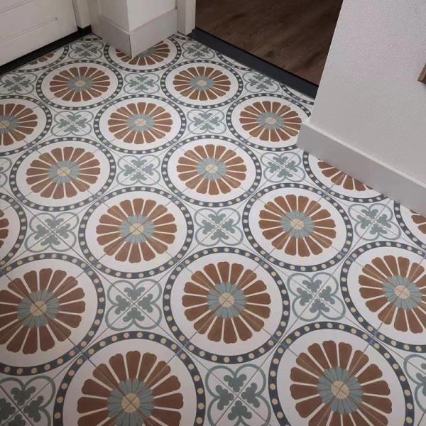 Brown Blue 20x20cm Ceramic Rustic Tile for Kitchen Floor