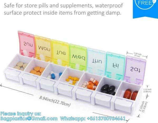 Extra Large Weekly Pill Organizer, 7 Days Pill Case Travel Daily Pill Box Portable Medicine Organizer Compartment