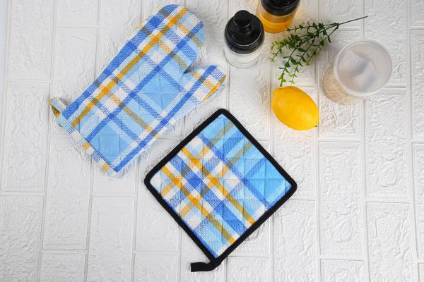 Heat Resistant Plaid Cloth Oven Mitts And Pot Holder With Hanging Hoop