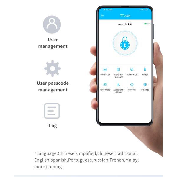 Memory Card Data Storage Options Tuya Wifi Automatic Fingerprint Smart Hotel Door Lock