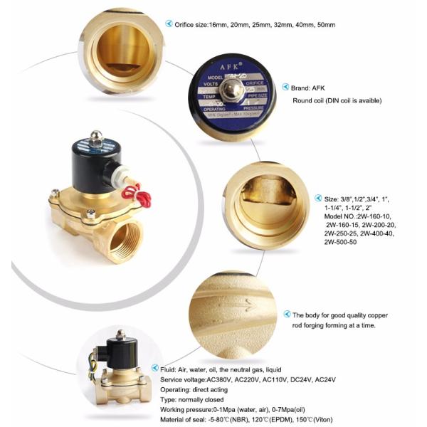 2W-250-25 Normally Closed 1 Inch 12 volt water control solenoid valve