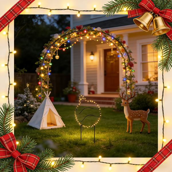 outdoor iron powder-coated 33cm string light with 1.4mm pvc cable (battery-powered christmas decor