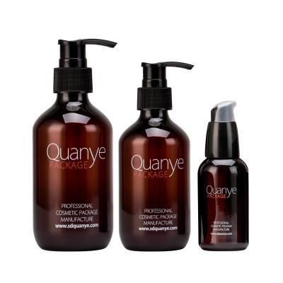 Bomba Amber Cosmetic Bottles do OEM/fundação do ANIMAL DE ESTIMAÇÃO garrafa vazia 300ml 500ml