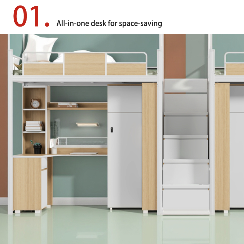 Bed and Table, Large Storage Space, Thickened Countertop, Round Nails,sealed Edges for Storage, Stairs, and High Guardrails