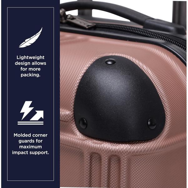 Bagagem de viagem leve e resistente, de quatro rodas, de ouro rosa, de 24 polegadas.