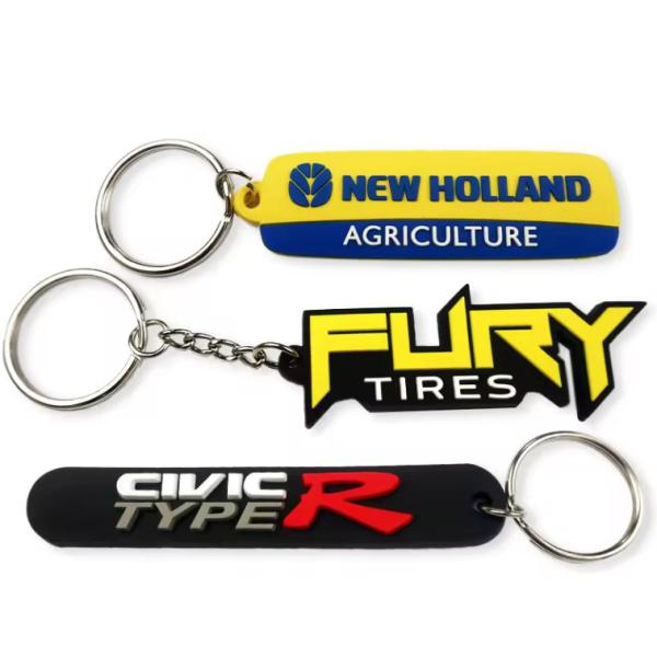 Personalized Promotional Keychain Badge 2D Rubber PVC Debossed Printing